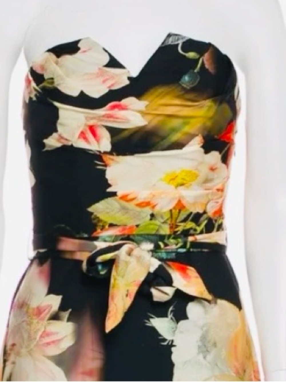 Ted Baker London Botanical Garden Strapless Gown Yellow Hem Detail Size 0 - Picture 8 of 12